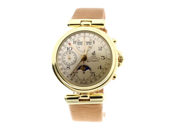 GESTÜT "El Peruan" Sonderanfertigung Herren-Chronograph mit 14-Karat-Goldgehäuse.