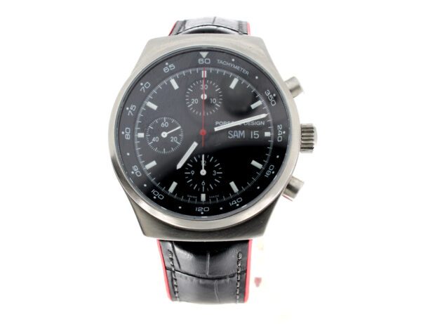ETERNA Porsche Design Herrenuhr in Edelstahl, Automatikwerk und Lederband mit Dornschließe.
