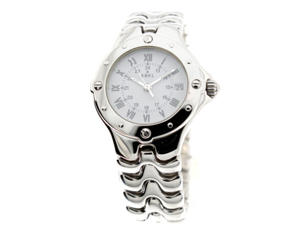 EBEL Sportwave Damen-Armbanduhr mit Stahlgehäuse, Quartzwerk und Doppel-Faltschließe.