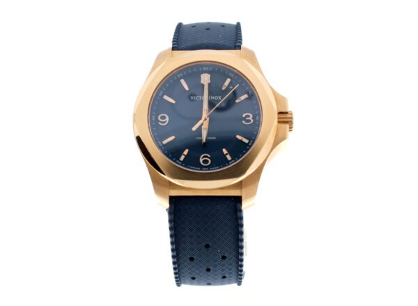 VICTORINOX 100m Armbanduhr in Edelstahl rosé vergoldet, Lederband, Ersatz-Armbänder im Full-Set.