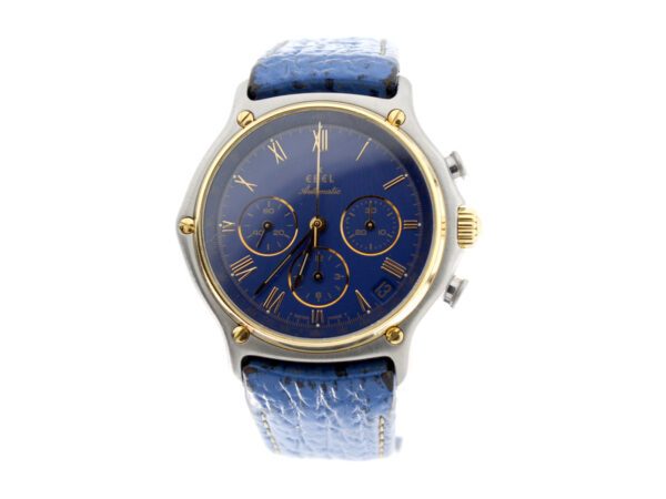 EBEL Automatic Chronograph Herrenuhr in Stahl-/Goldgehäuse, Ebel-Lederband, Automatikwerk und Faltschließe.