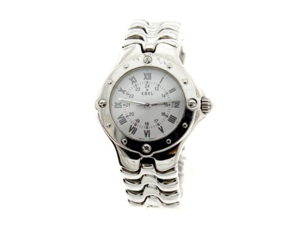 EBEL Sportwave Armbanduhr mit Stahlgehäuse, Quartzwerk und Faltschließe.