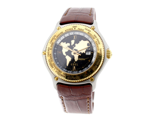 EBEL Voyager Herrenuhr in Gold-/ Stahlgehäuse (Bicolor), ETA-Automatikwerk, Drehlünette, World Time und Original-Ebel-Dornschließe.