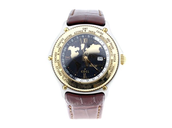 EBEL Voyager Herrenuhr in Gold-/ Stahlgehäuse (Bicolor), ETA-Automatikwerk, Drehlünette, World Time und Full-Set.
