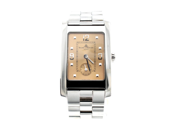 BAUME MERCIER Hampton Edelstahl Armbanduhr mit ETA-Quartzwerk, Edelstahl-Armband mit Doppelfaltschließe.