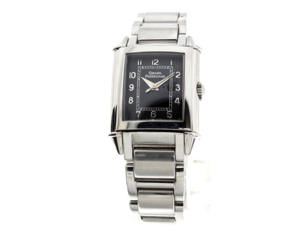 GIRARD PERREGAUX  1945 Vintage-Damenuhr mit Edelstahlgehäuse, Quartzwerk, Saphirglas und Zentralsekunde.