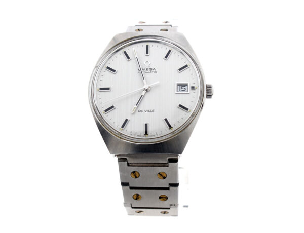 OMEGA DeVille Herrenuhr in Edelstahlgehäuse, Automatikwerk und Faltschließe.