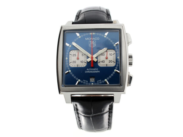 TAG HEUER Monaco Herren-Chronograph mit Edelstahlgehäuse, ETA-Automatikwerk, 30-Minuten-Zähler mit Full-Set.