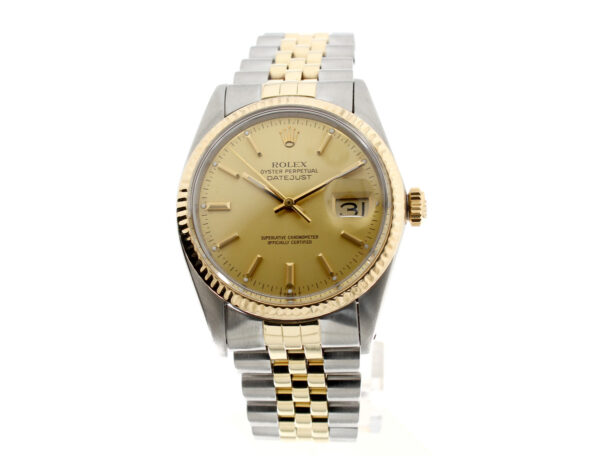 ROLEX Datejust Herrenuhr mit Stahl-/ Goldgehäuse und Automatikwerk, Datumslupe und Schraubkrone.