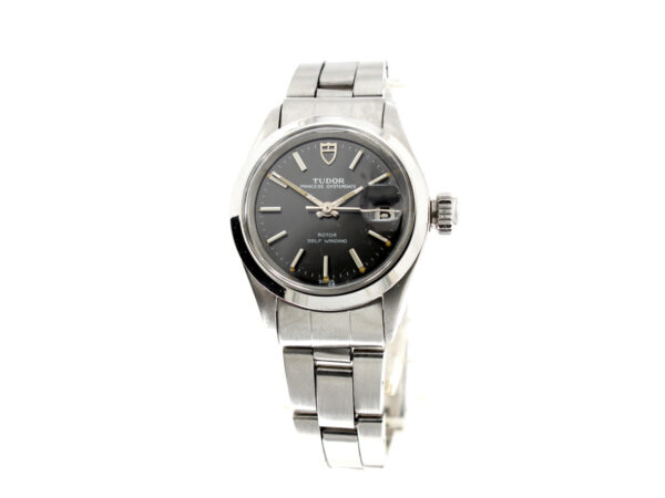 TUDOR Princess-Oysterdate Damenuhr mit Stahlgehäuse, ETA-Automatikwerk und Datumslupe.
