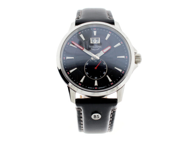 BRUNO SÖHNLE Herrenuhr mit Edelstahl-Gehäuse, Quartzwerk Ronda, orginal Lederband mit Faltschließe im Full-Set.