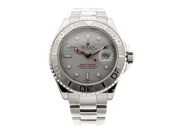 ROLEX Yacht Master Herrenuhr mit Edelstahlgehäuse, Automatikwerk und Stahlband mit Faltschließe.