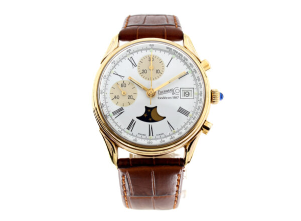 EBERHARD & CO Herren-Chronograph mit Plaque-Gehäuse, Handaufzug, Limität und Stahlboden.