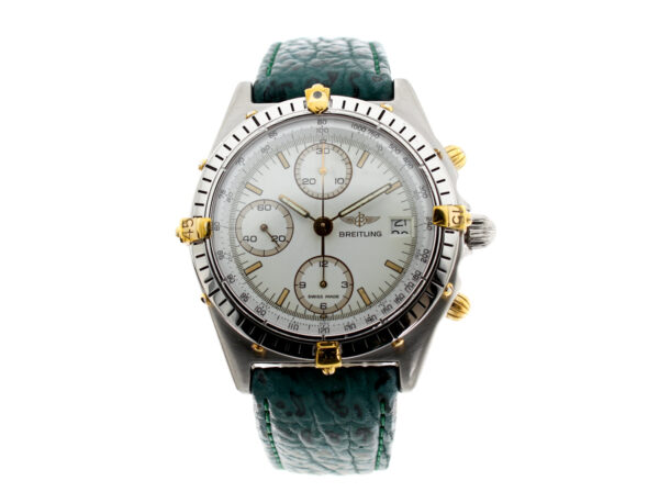 BREITLING  Chronomat Herren-Armbanduhr mit Stahl-/ Goldgehäuse, Automatikwerk, Drehlünette und Lederband.