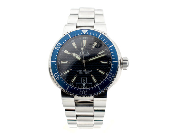 ORIS Divers Herren-Armbanduhr mit Edelstahlgehäuse, Automatikwerk, Datum, Schraubkrone und Glasboden.