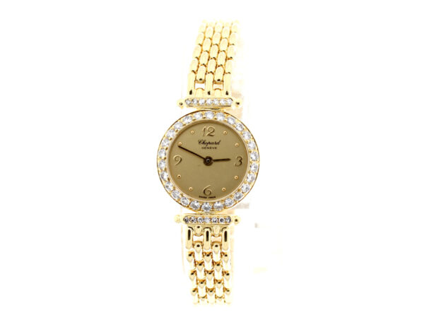 CHOPARD Damen-18 Karat-Goldbanduhr, ETA-Quartzwerk, 41 Diamanten, Saphirglas mit Papiere.
