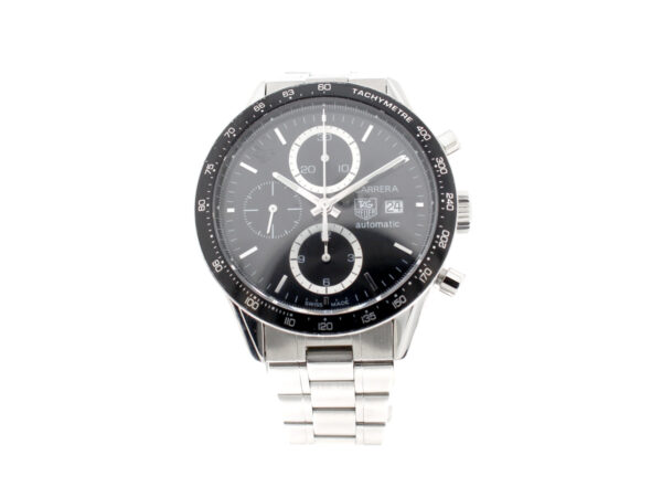 TAG HEUER Carrera Herren-Chronograph mit Edelstahlgehäuse, Automatikwerk, Glasboden und Saphirglas.