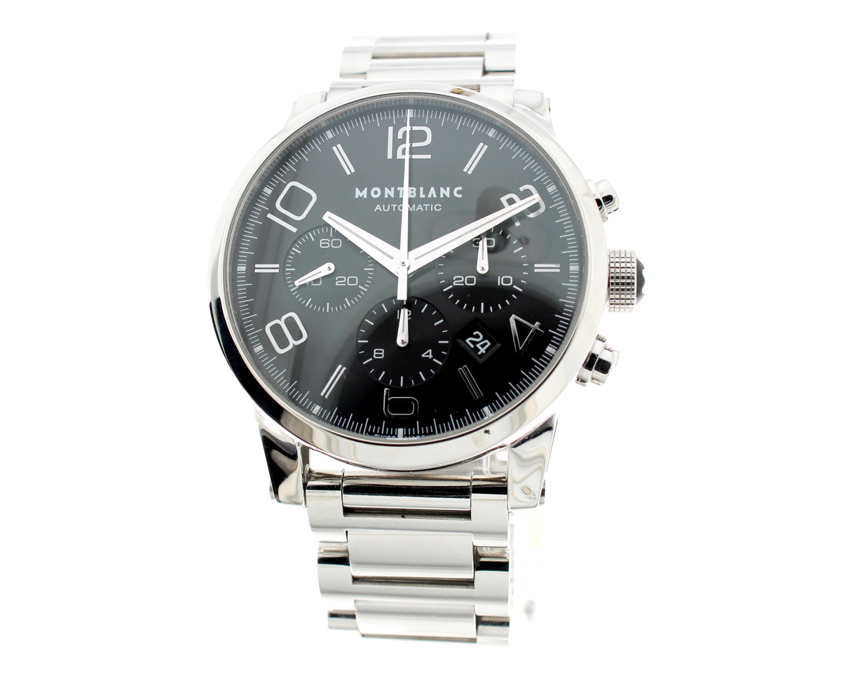 MONTBLANC Meisterstück Herren-Chronograph mit Edelstahlgehäuse, ETA-Quartzwerk und Glasboden in Original-Box.