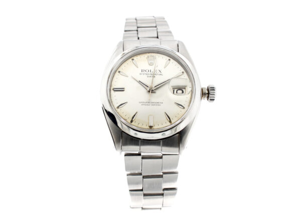 ROLEX Oyster Perpetual Date Herrenuhr mit Edelstahlgehäuse, Automatikwerk, Schraubkrone und Datumslupe. Sammleruhr!