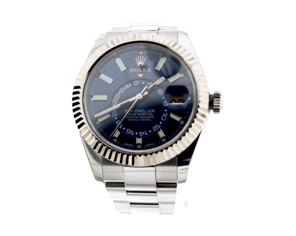 ROLEX Oyster Perpetual Sky-Dweller Herrenuhr mit Edelstahlgehäuse, Automatikwerk, Jahreskalender, Twinlock-Aufzugskrone im Full-Set.