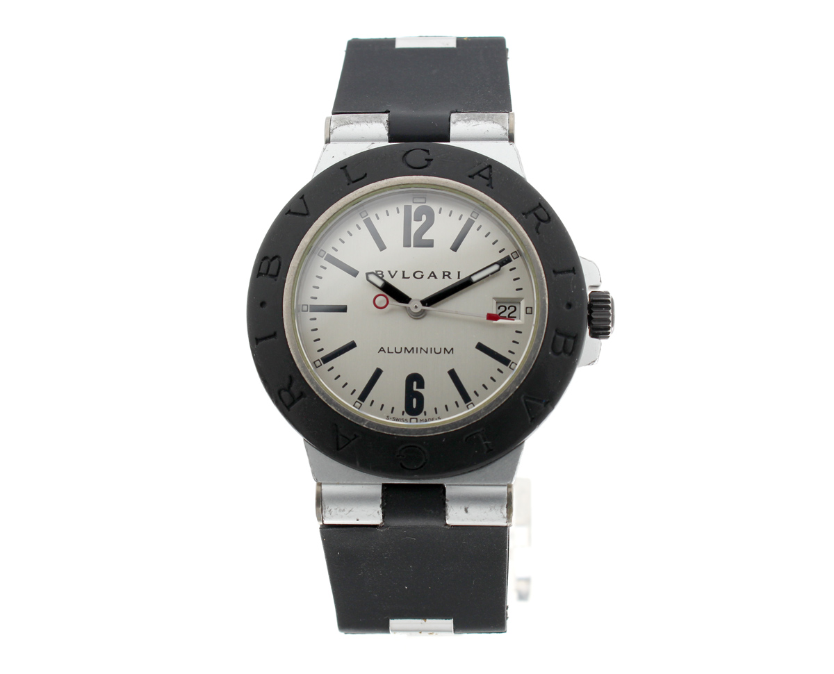 BULGARI Diagono Herrenuhr mit Aluminiumgehäuse, ETA-Automatikwerk, Kautschukband im Full-Set.