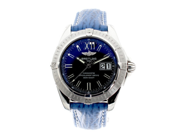 BREITLING Galactic Herrenuhr mit Edelstahlgehäuse, ETA-Automatikwerk, Drehlünette, Schraubkrone und Großdatum.