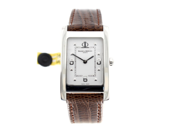 BAUME MERCIER Hampton Armbanduhr mit Edelstahlgehäuse, ETA-Quartzwerk und Lederband (Eidechse).