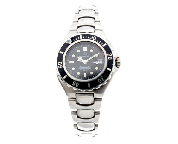 OMEGA Seamaster Professional Damenuhr mit Edelstahlgehäuse, Quartzwerk , Drehlünette, verschraubter Krone im Full-Set.