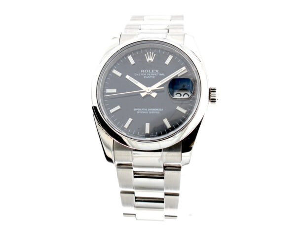 ROLEX Date Armbanduhr mit Edelstahlgehäuse, Automatikwerk, Faltschließe und Datumslupe im Full-Set.