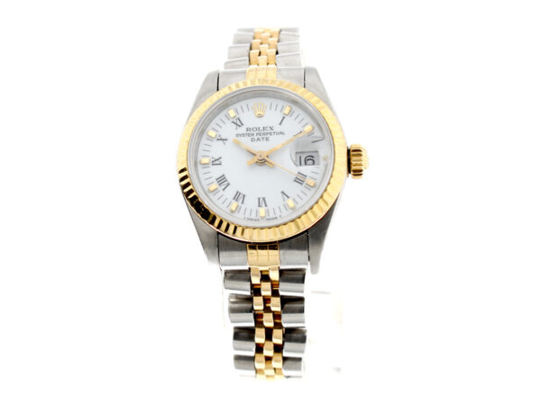 ROLEX  Datejust Damen-Armbanduhr mit Stahl-/ Goldgehäuse, Automatikwerk, Faltschließe, Datumslupe und verschraubter Krone.