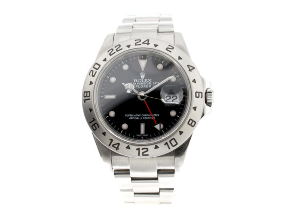 ROLEX Explorer II Herrenuhr mit Stahlgehäuse, Rolex-Automatikwerk, Datumslupe, Schraubkrone und Rolex-Box.