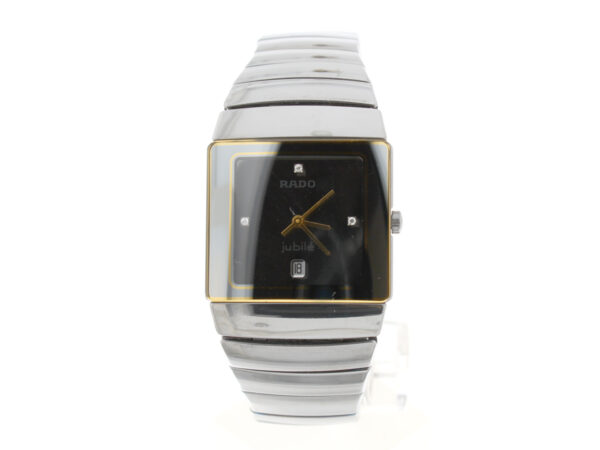 RADO Diastar Jubilé Armbanduhr mit Ceramicgehäuse, ETA-Quartzwerk, 3 Diamanten im Ziffernblatt und Zentralsekunde.